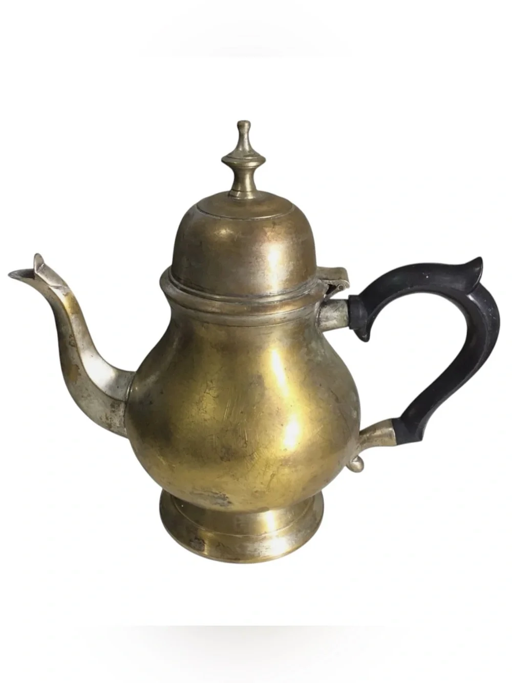 Vintage EPNS Coffee Tea Pot Pair Brass Tone 8.5” 10” Black Handles India